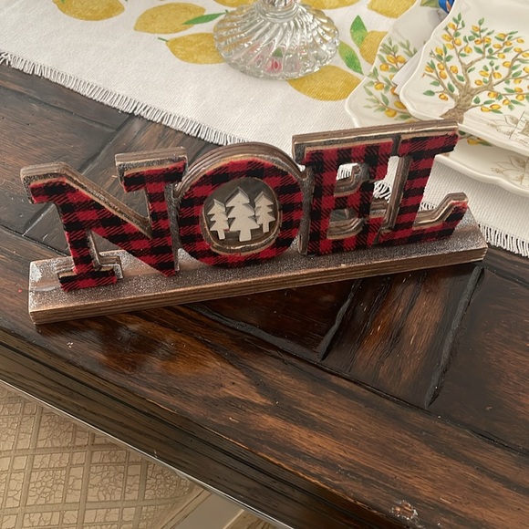 Christmas "NOEL" Wood & Red & Black Plaid Holiday Accent/Decor - Picture 2 of 4
